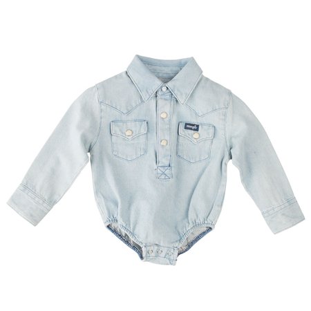 Wrangler Authentics Boys Boys L/S Denim Stonewashed Onesie 24 MO Faded Blue