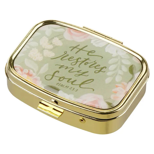 Christian Art Gifts - Pill Case He Restores My Soul