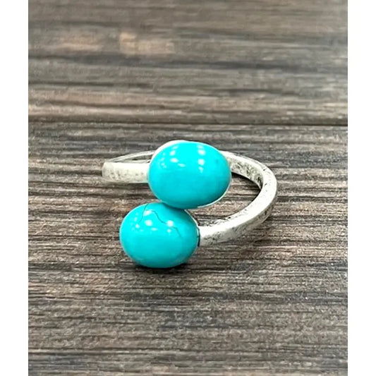 Brass Oval Turquoise Adjustable Rings