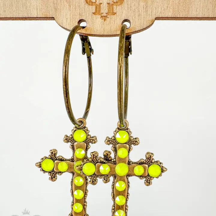 Fancy Cross Earring Yellow