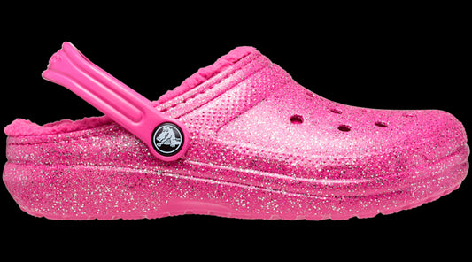 Crocs Fuchsia Fun / Multi Kids Classic Lined Glitter Clog Shoes