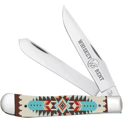 Trapper Folding Knife Slip Joint 440 Steel Blade 4.125in Closed Length Acrylic Handle Turquoise Bead