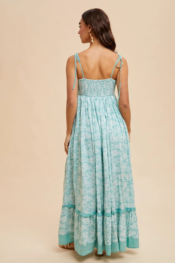 Floral Contrast Maxi Dress