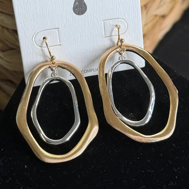 Ruby River Wholesale, LLC - 2 Tone Double Hoop Earrings