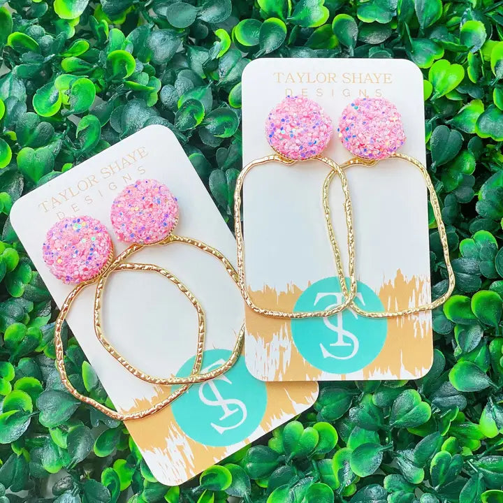 Glitter Top Hoops