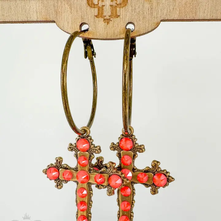 Fancy Cross Earring Orange