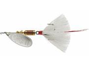 Mepps Dressed Aglia Inline Spinner  Silver & White  1/4 Oz