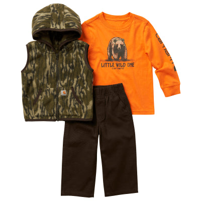 Carhartt Live Outdoors Long-Sleeve T-Shirt, Fleece Jacket, and Canvas Pants Set for Babies