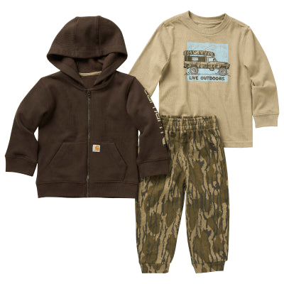 Carhartt Live Outdoors Long-Sleeve T-Shirt, Jacket/Canvas Pants Set for Babies