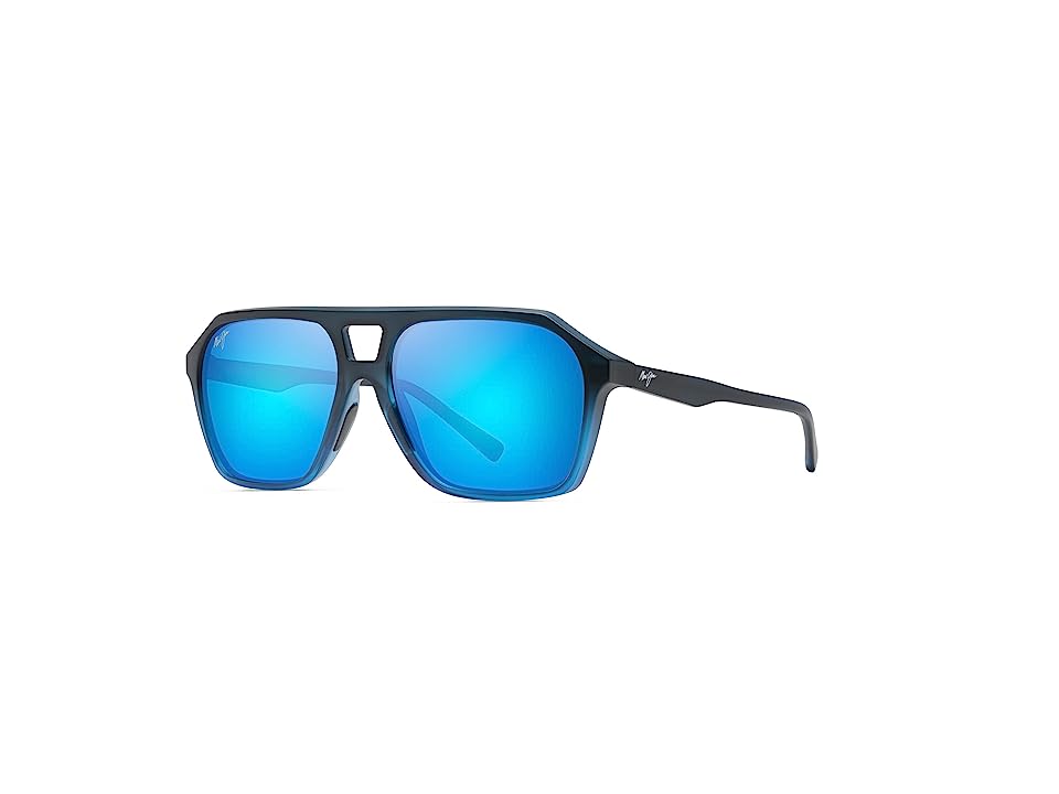 Maui Jim Wedges Sunglasses 03 - Matte Black Fade to Blue - Blue Hawaii Unisex Navigator