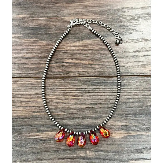 Handmade Navajo Bead, Glass Necklace