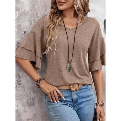 V-Neck Ruffle Top