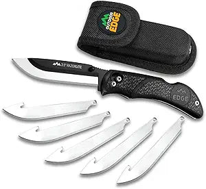 Outdoor Edge Razor-Lite Folding Hunting 3.5 Replaceable Stainless Steel Blade Kraton Handle