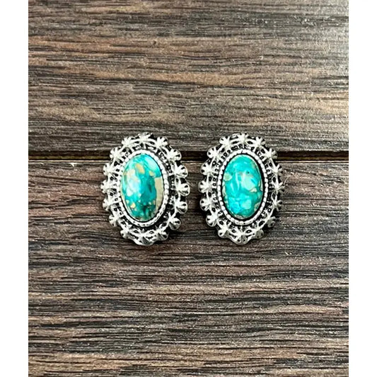 ISAC Trading Inc - Oval Gemstone Stud Earrings