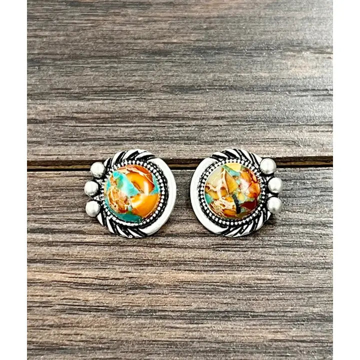 ISAC Trading Inc - 12mm Gemstone Stud Earrings