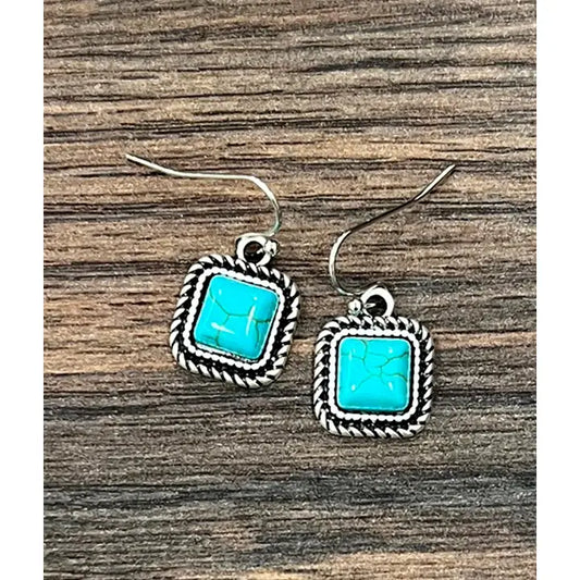 ISAC Trading Inc - 8mm Square Stone Earrings