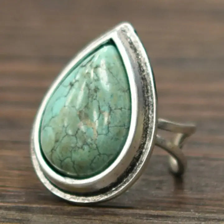 ISAC - Turquoise, Brass Adjustable Ring