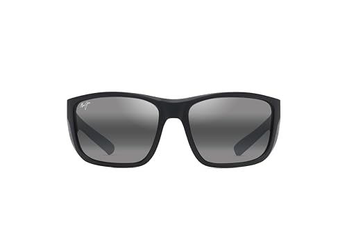 Men's Maui Jim Amberjack Polarized Sunglasses Matte Black with Rubber/Neutral Grey