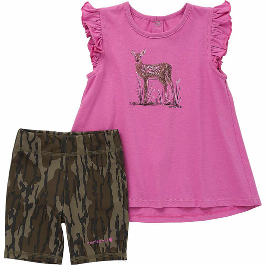 Deer Short-Sleeve Shirt & Camo Biker Shorts Set for Babies