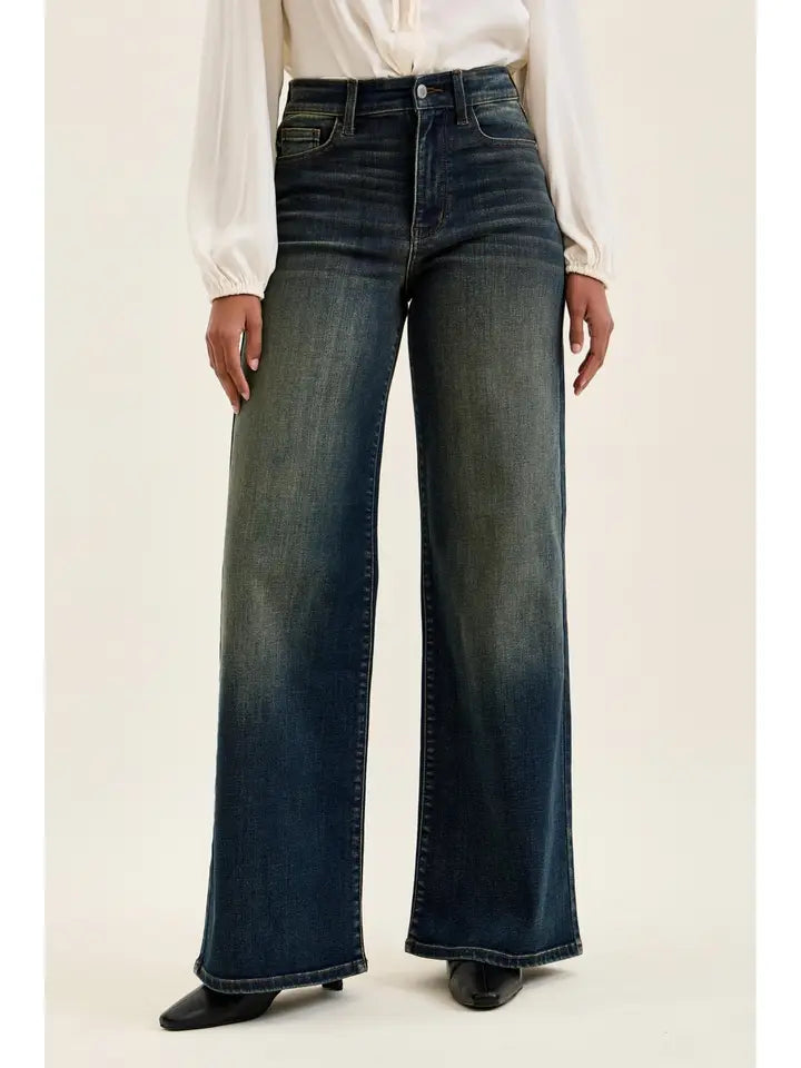 Judy Blue Jeans - Lux retro Wide HW Jean - Whisky Night