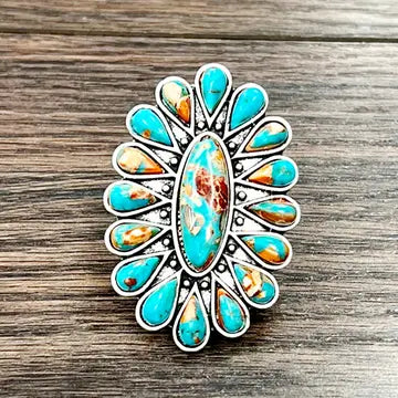 ISAC - TURQ/RUST GEMSTONE RING
