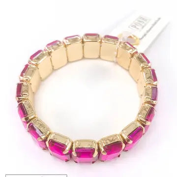 Rhinestone Stretch Bracelet Fuschia