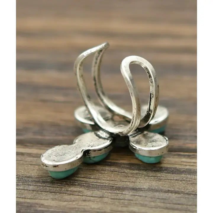 Cross Turquoise Adjustable Ring