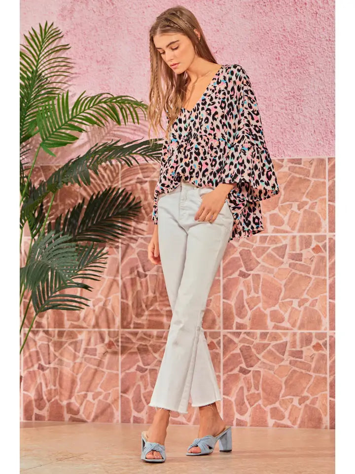Babydoll Top with Leopard Print
