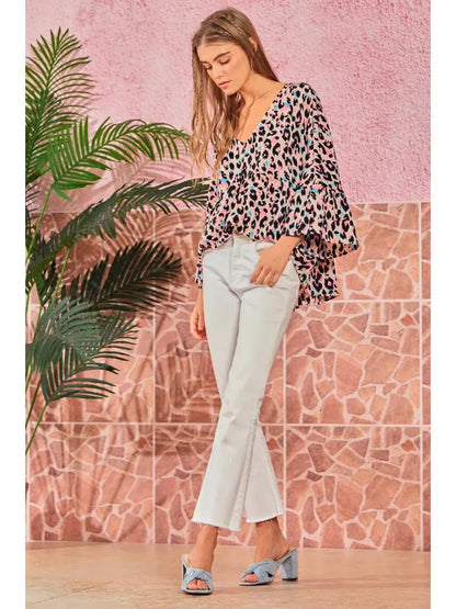 Babydoll Top with Leopard Print