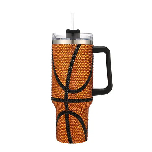 Rhinestone Basketball Theme 40 oz Tumbler Cup