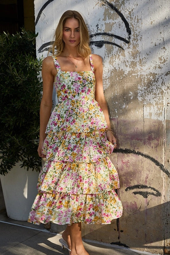 GILLI - Layered Ruffle Midi Dress