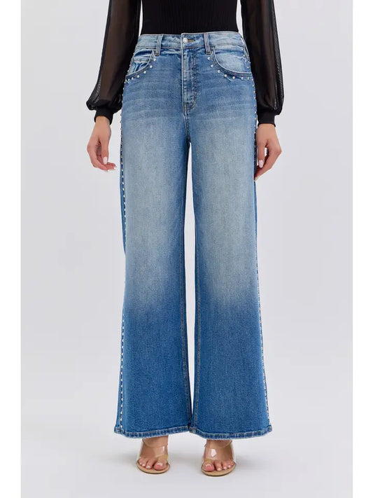 CELLO - High Rise Studded Wide Leg