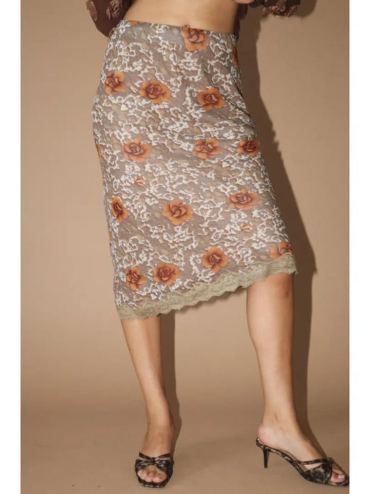 Bailey Rose - Toffee Rose Lace Midi Skirt