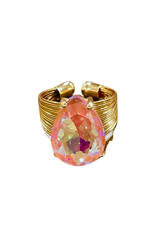 Pink rhinestone adjustable ring