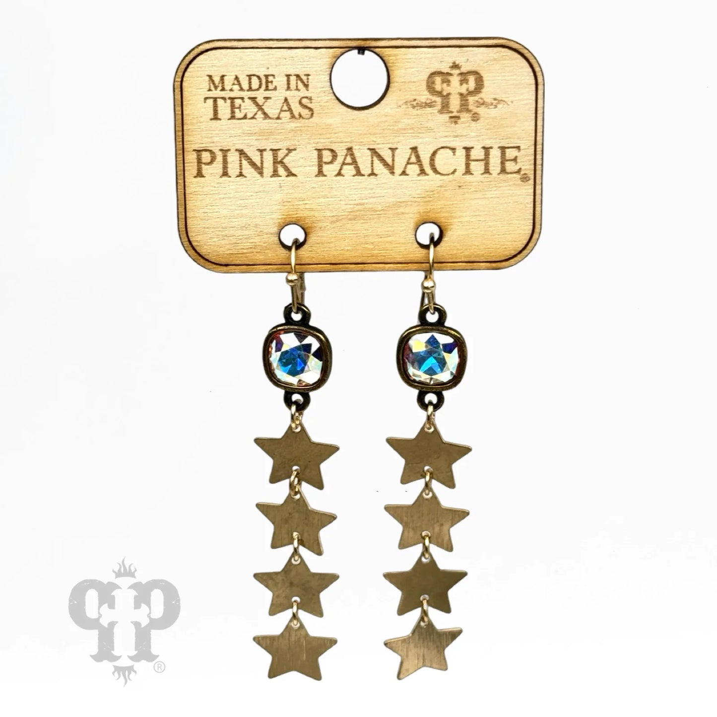 Four star earring, Austrian crystal Gold