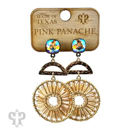 Pink Panache - Modern Circle Earring, Austrian Crystal - Brown
