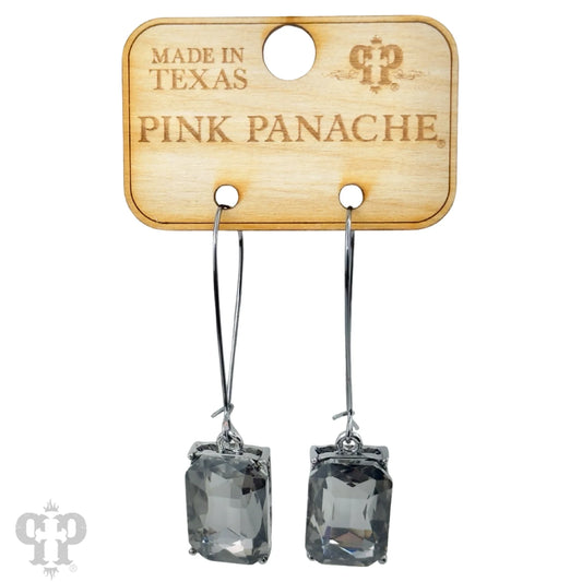 Black diamond rectangle rhinestone dangle earring