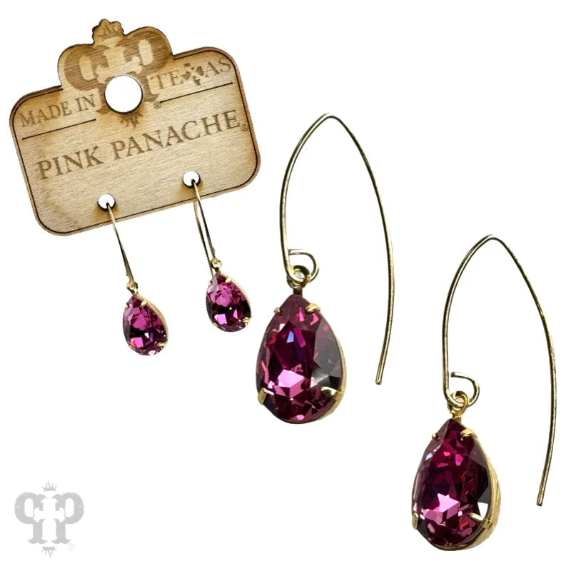 Austrian crystal pear drop earring Pink/Gold
