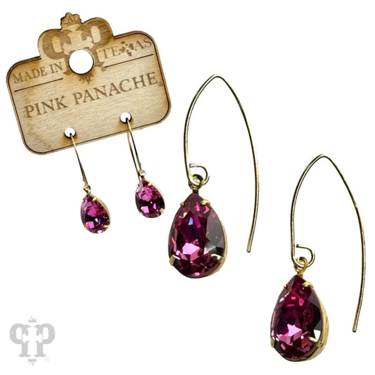 Austrian crystal pear drop earring Pink/Gold