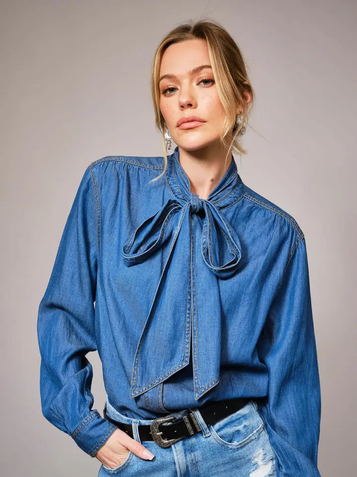 Blue B - Tie Neck Blouse