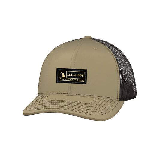 Local Boy Outfitters - Youth Woven Label Trucker Hat - Khaki/Coffee