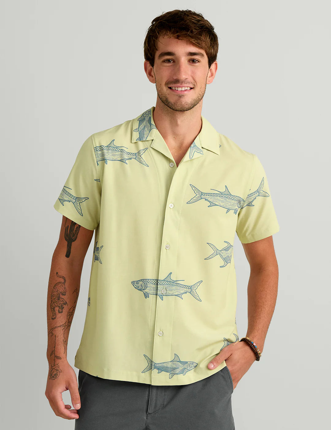 HUK- Mens Camp Shirt - Collar Short Sleeve