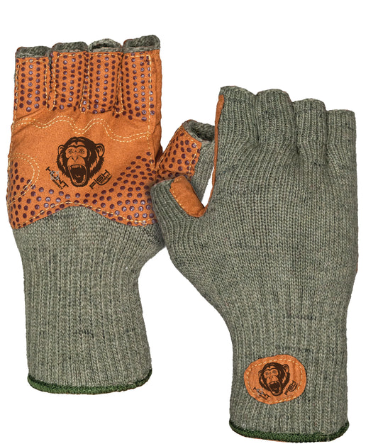 Hunt Monkey Men's Wooly Half Finger Gloves Moss - XXL