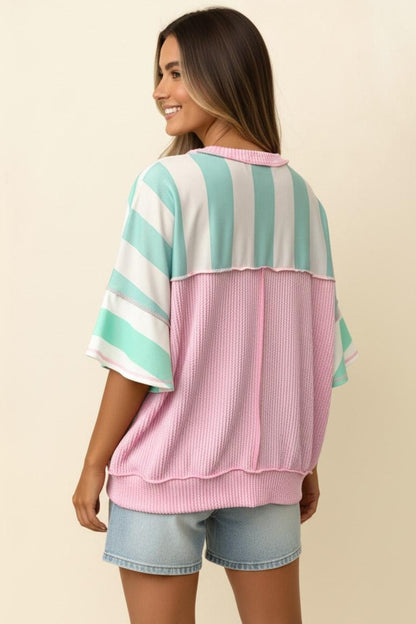 Haptics - Stripe Fench Terry Top