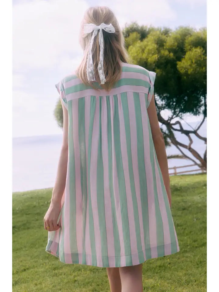 ODDI - Sleeveless Striped Button-Down Dress