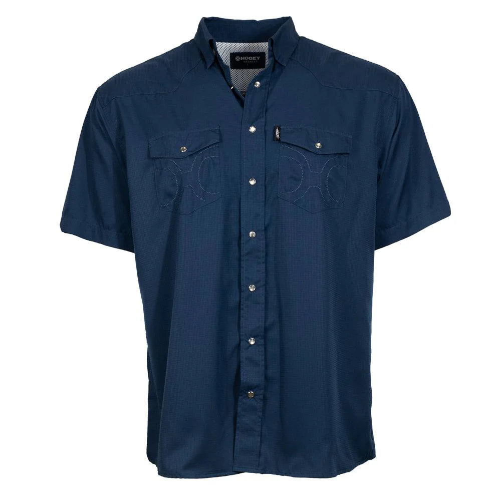 HOOEY - "Sol" Navy Short Sleeve Pearl Snap Shirt