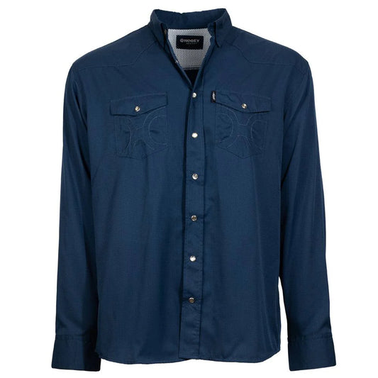 HOOEY - "SOL" Navy Long Sleeve Pearl Snap Shirt