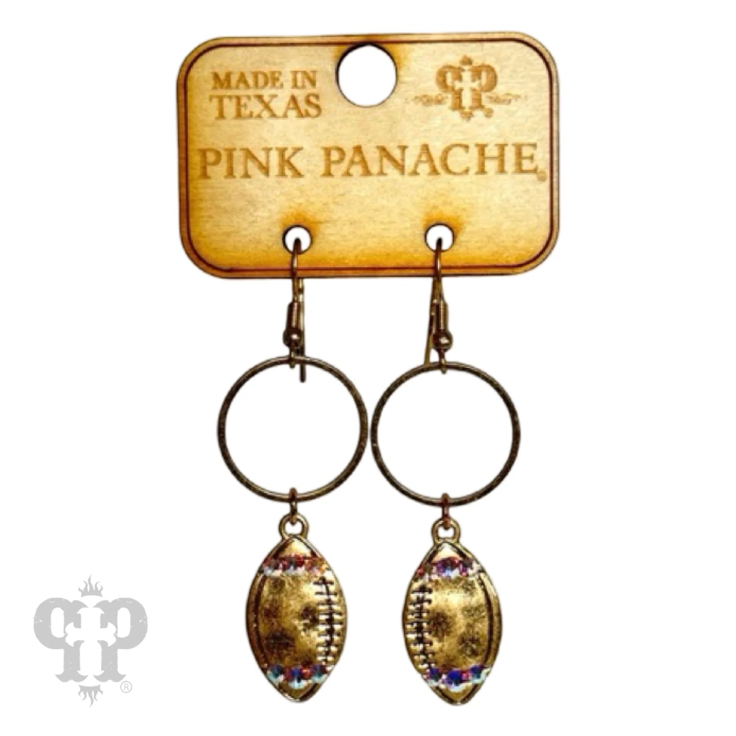 Football earring, Austrian crystals Gold