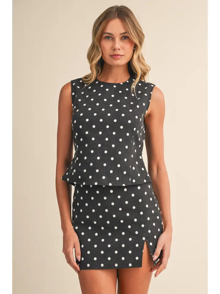 Klesis - Polkadot Open Back Top and Mini Skort Set