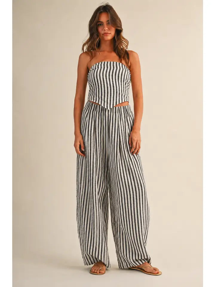 Klesis - Striped Top / Barrel Pant Set